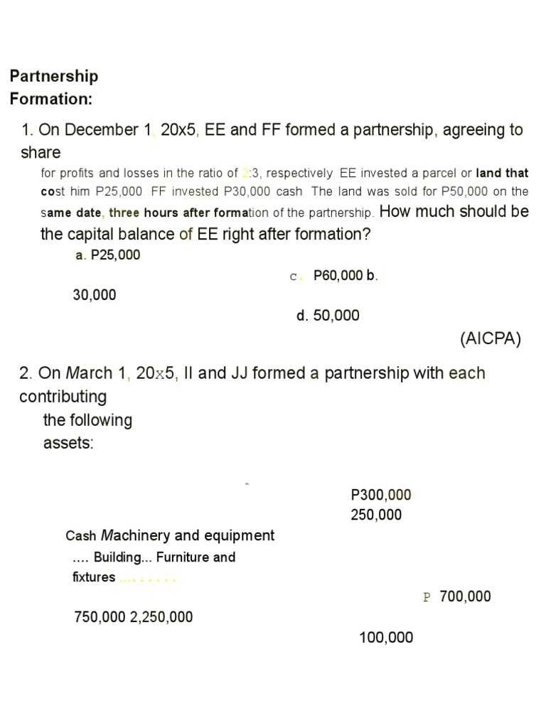 Partnership Formation | PDF | Expense | Debits And Credits