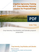Irrigation Agronomy Training Manual 7: Crop Calendar, Intensity and Crop Rotation For Proposed Crops