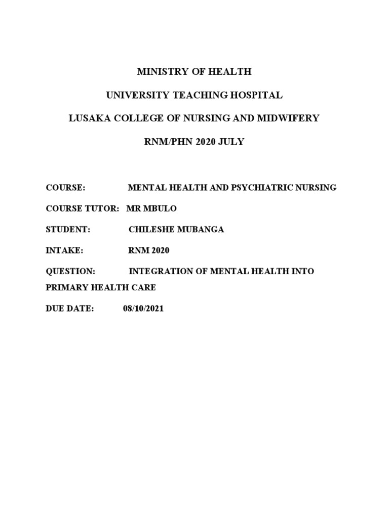 Integrating Mental Health in Primary Care | PDF | Mental Health ...