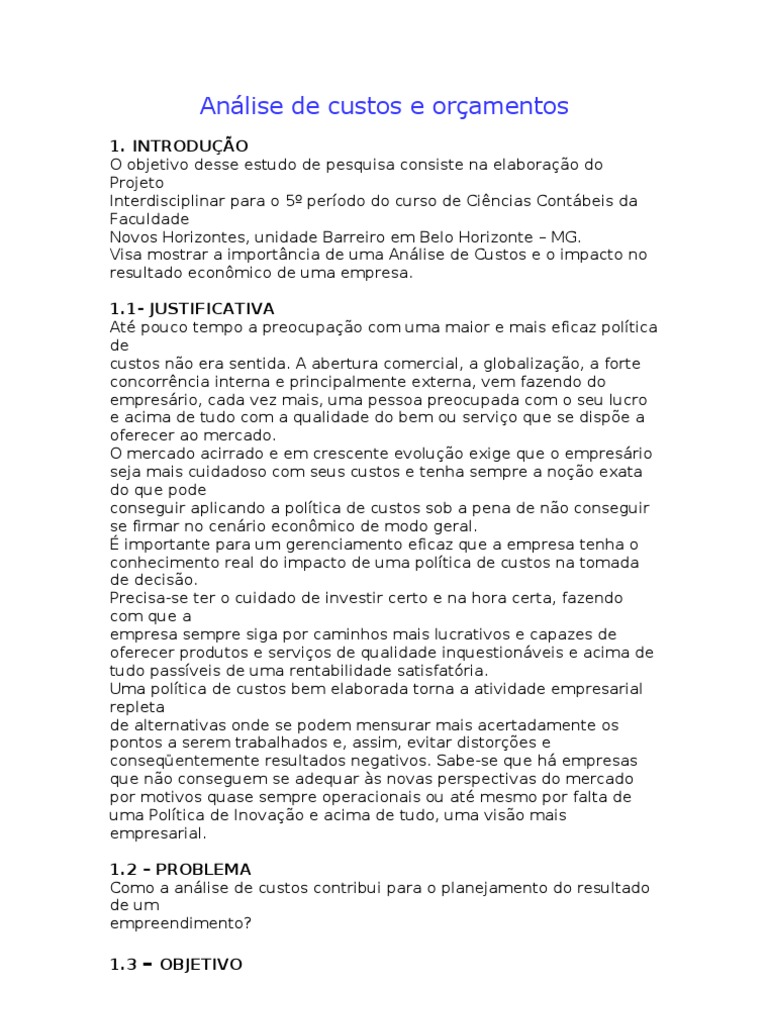 Análise de Custos e Orçamentos | PDF | Orçamento | Contabilidade