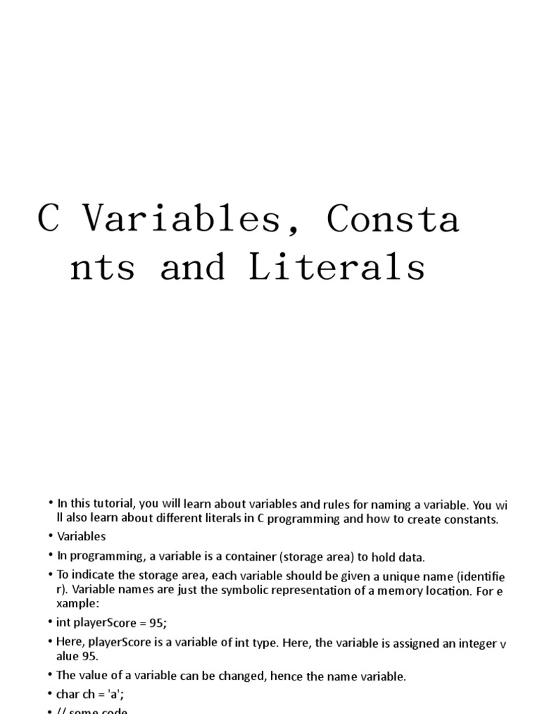 C Variables, Co-WPS Office | PDF | Variable (Computer Science ...
