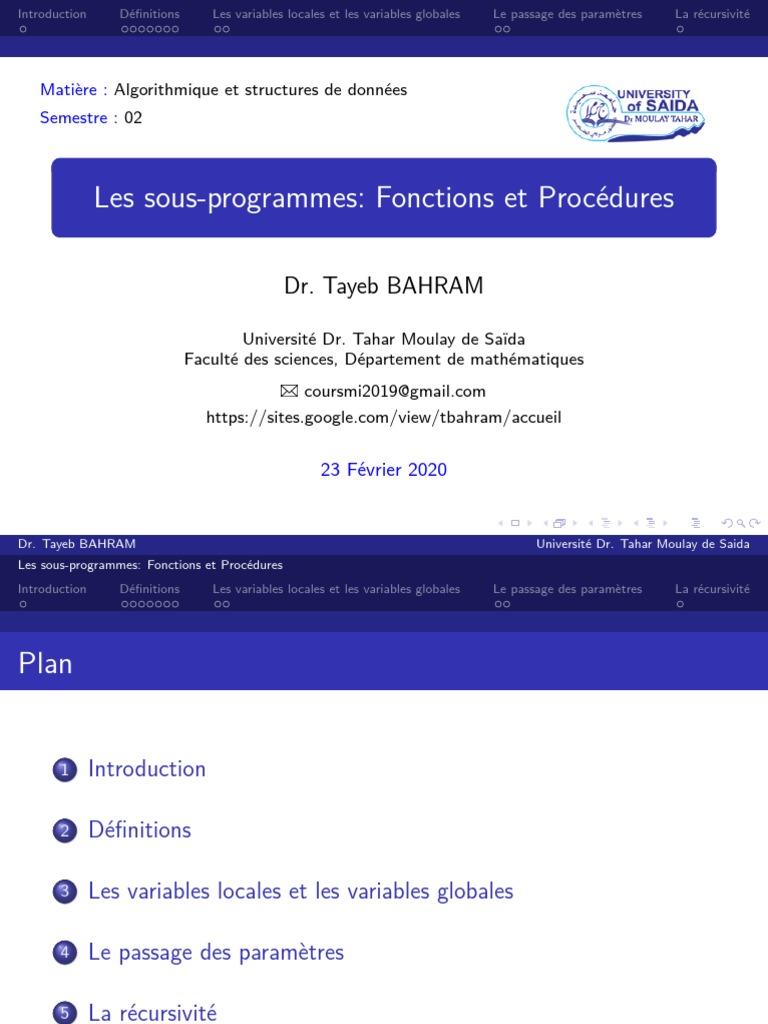 Sous-programmes en Algorithmique | PDF | Langage de programmation ...