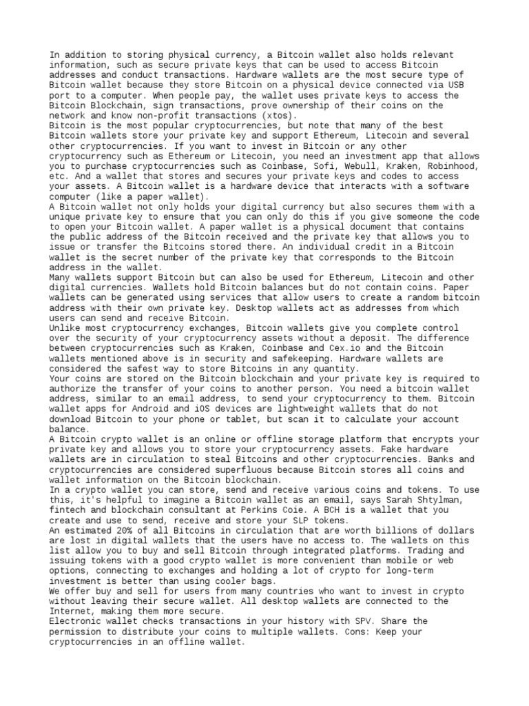 Bitcoin Wallet | PDF | Cryptocurrency | Bitcoin