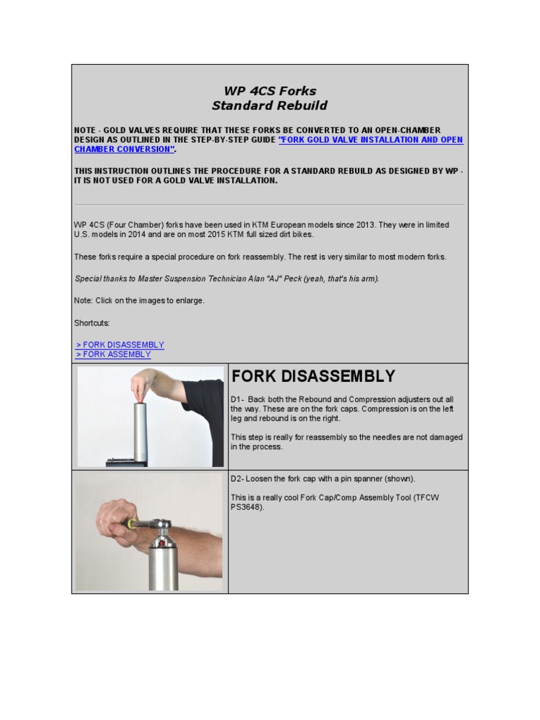 Fork Disassembly: WP 4CS Forks Standard Rebuild | PDF | Manufactured ...