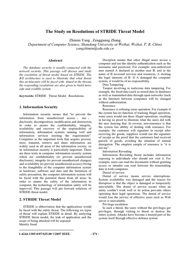 The Study On Resolutions of STRIDE Threat Model | PDF | Transport Layer ...