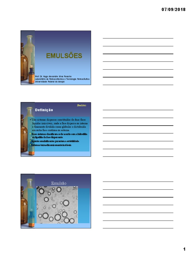 Emulsões: definição, tipos e aplicações | PDF | Emulsão | Lipossoma