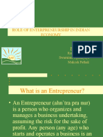 Role of Enterpreneurship in Indian Economy: Presented by Renuka Behera Swarnima Upadhyaye Mukesh Pathak