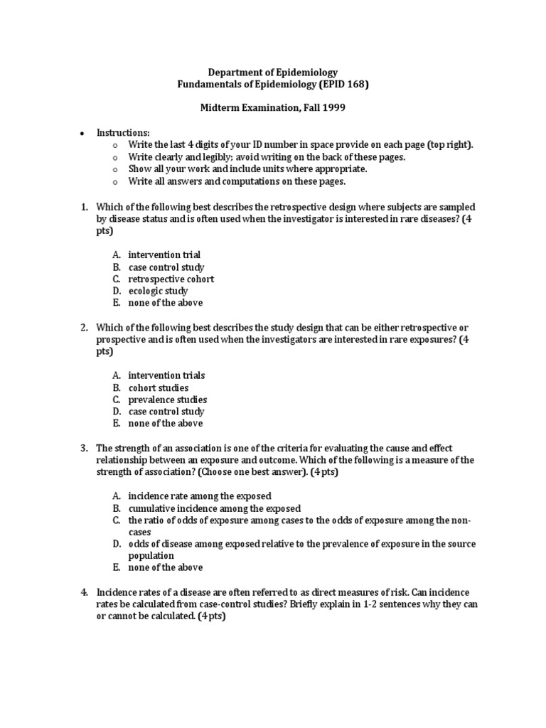Epidemiology MCQ PDF Odds Ratio Epidemiology