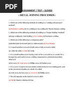 Assignment / Test - Sloved:-Metal Joining Processes-:: (A) Resistance Welding