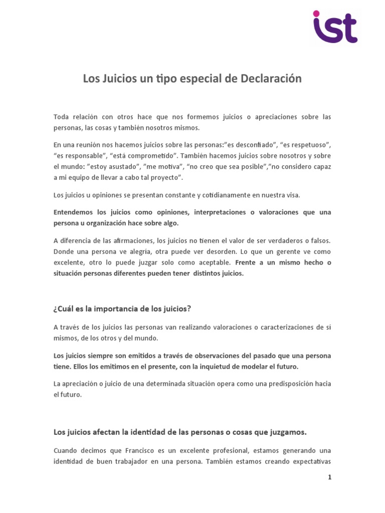 Los Juicios Un Tipo Especial de Declaracion - 2013 | PDF | Teorías