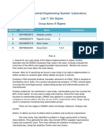 MCL751: Industrial Engineering System /laboratory Lab 7: Six Sigma 6 Sigma