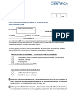 Carta de Compromiso Entrega de Documentos Pregrado Regular: MODALIDAD EXTRAORDINARIA - Documentos Generales Pendientes