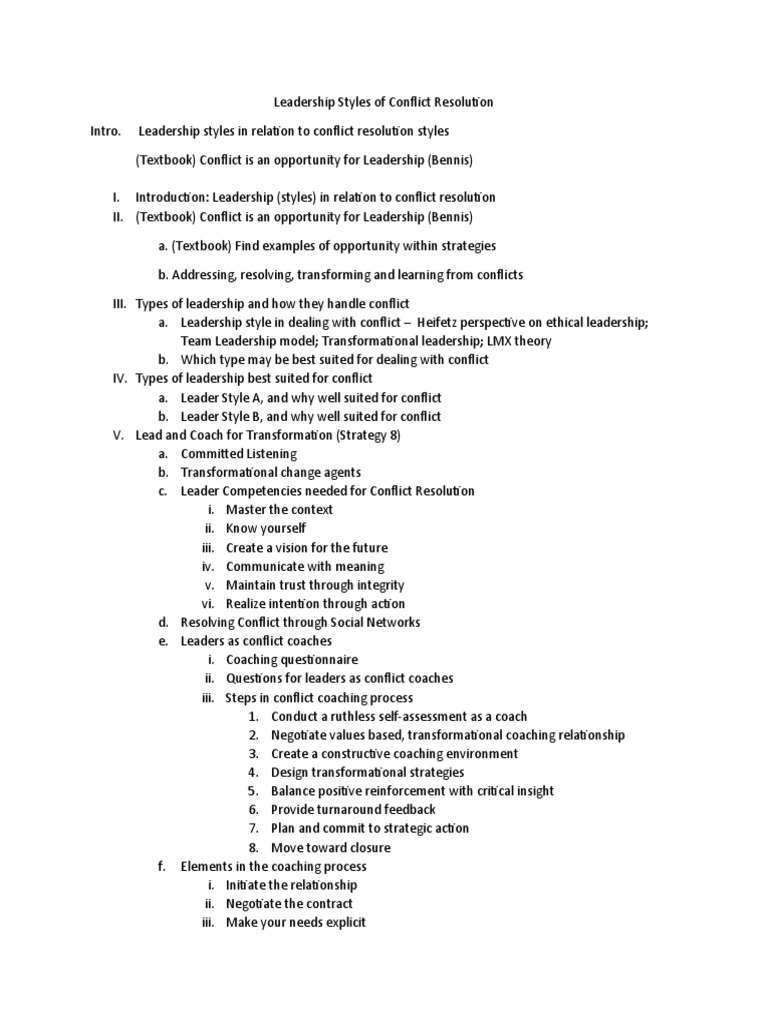 Conflict Resolution for Leaders | PDF | Leadership | Conflict Resolution