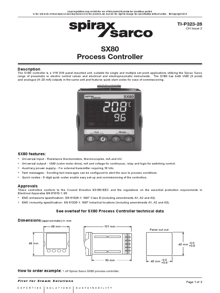 SX80 Process Controller: Description | PDF | Relay | Thermocouple