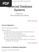 Advanced Database Systems: Lecture # 1 Core Concepts and Outlines