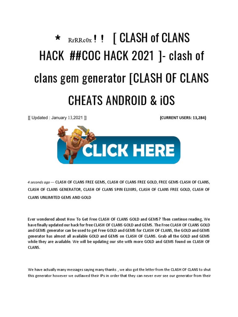 (Clash of Clans HACK COC HACK 2021) Clash of Clans Gem Generator (CLASH OF CLANS Cheats