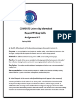 COMSATS University Islamabad Report Writing Skills Assignment # 1