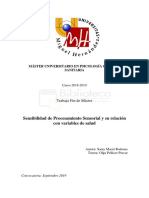 Sensibilidad de Procesamiento Sensorial y Su Relación Con Variables de Salud