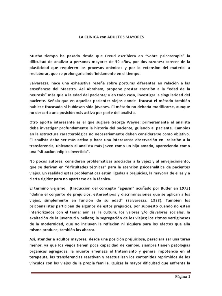Psicología de la Vejez y Consulta Clínica | PDF | Vejez | Psicoanálisis