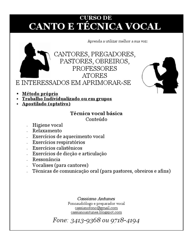 Curso Prático de Canto e Técnica Vocal | PDF | Artes Linguísticas e ...