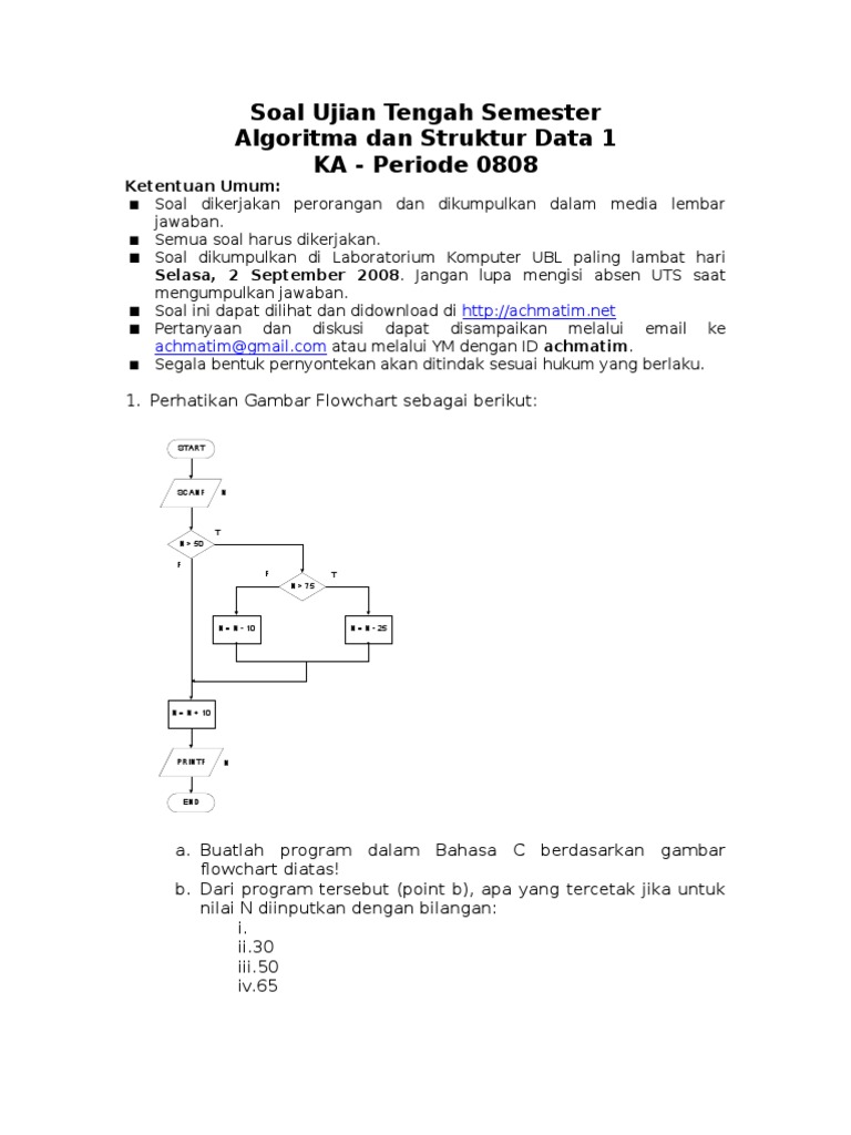 Soal UTS Algoritma dan Pemrograman 1 | PDF