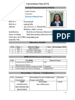 Curriculum Vitae (CV) : Personal and Communication Details