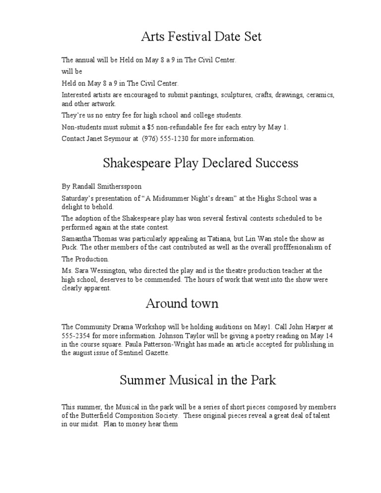 Arts Festival and Events Schedule 2023 | PDF