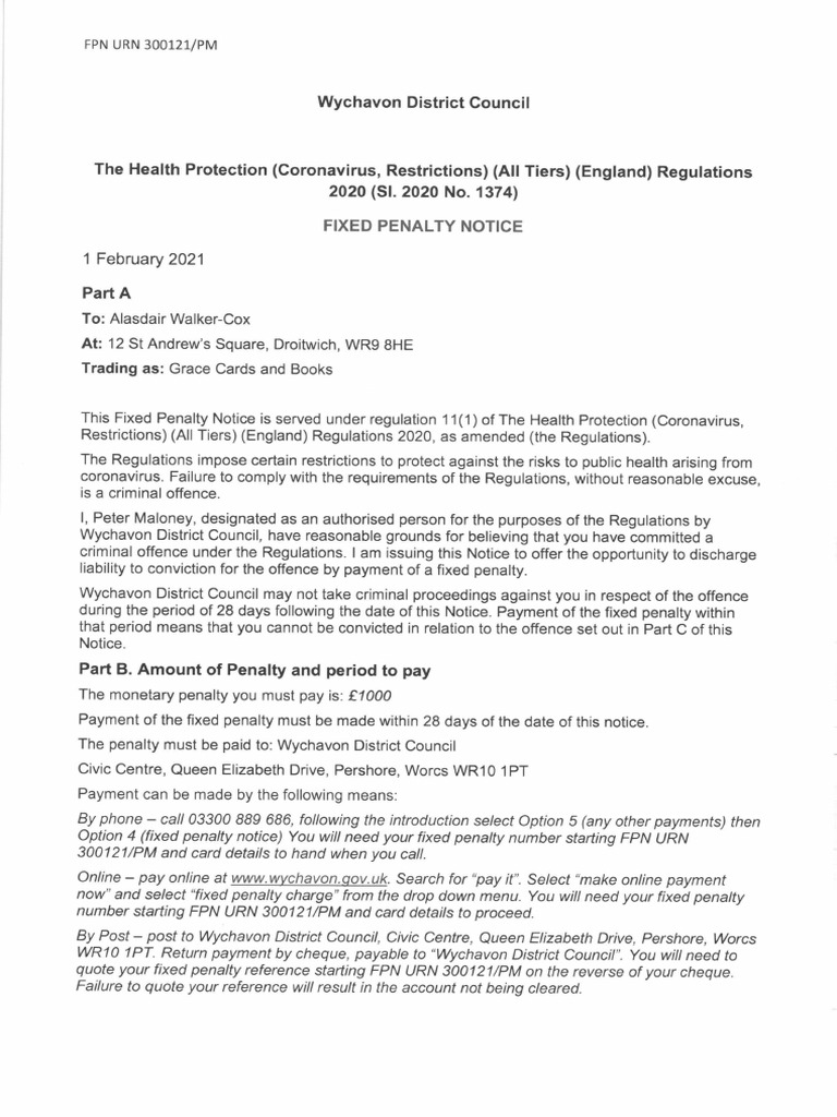 Fixed Penalty Notice 01.02.21 PDF Crimes Crime & Violence