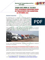 COMUNICADO UNT PERU N°52-2021 UNT PERU, ACUERDA REINICIAR PARO NACIONAL DE TRANSPORTE X CARRETERA (1)