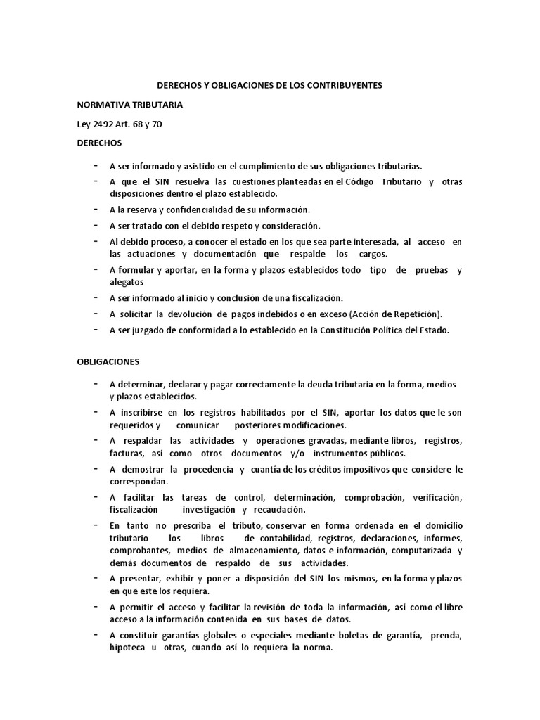Derechos y Obligaciones de Los Contribuyentes | PDF | Gobierno | Justicia