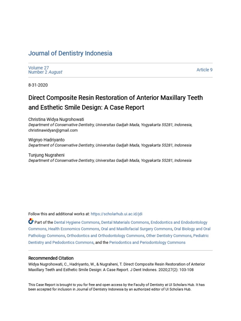 Composite Resin Restoration Case Report | PDF | Dentistry | Dental ...