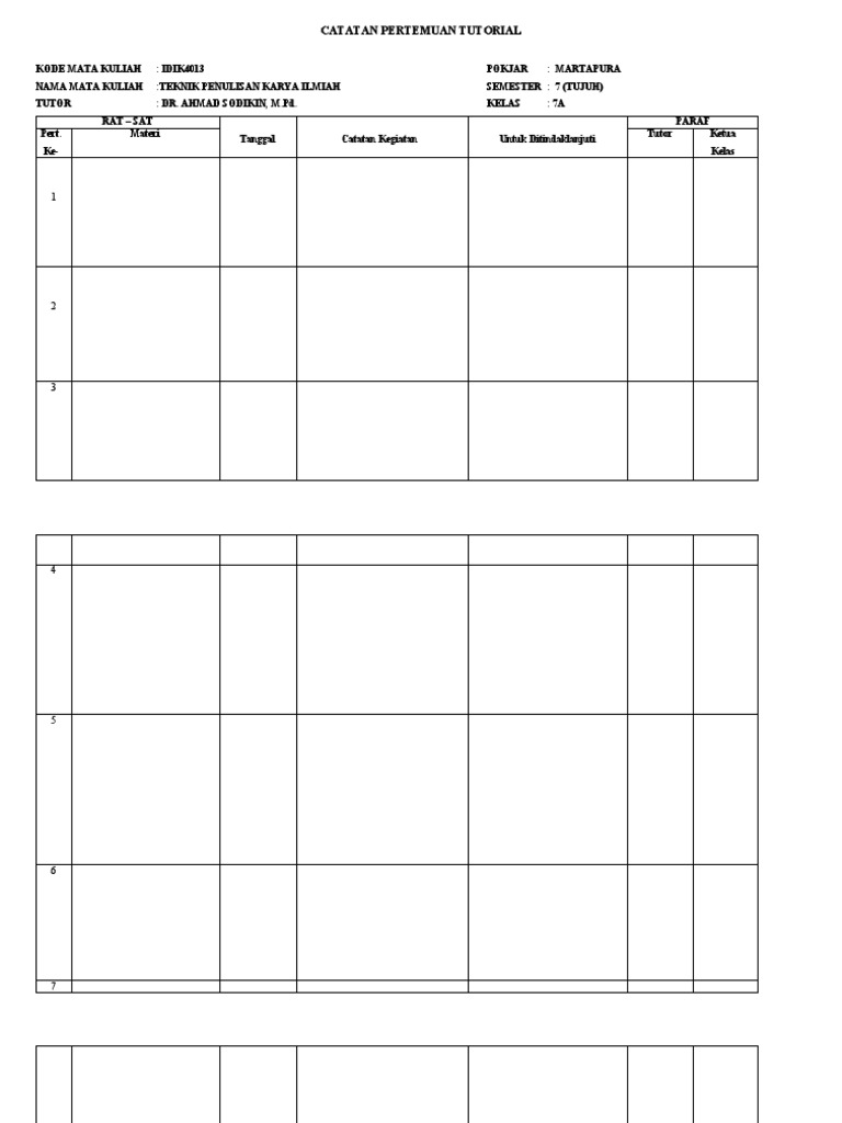 Catatan Pertemuan Tutorial Pdf
