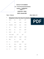 Faculty of Science B.Sc. I Year (Practical) Examination Subject: CHEMISTRY Paper - I Question Bank W.E.F. Annual 2009 Time: 3 Hours) (Max. Marks: 50