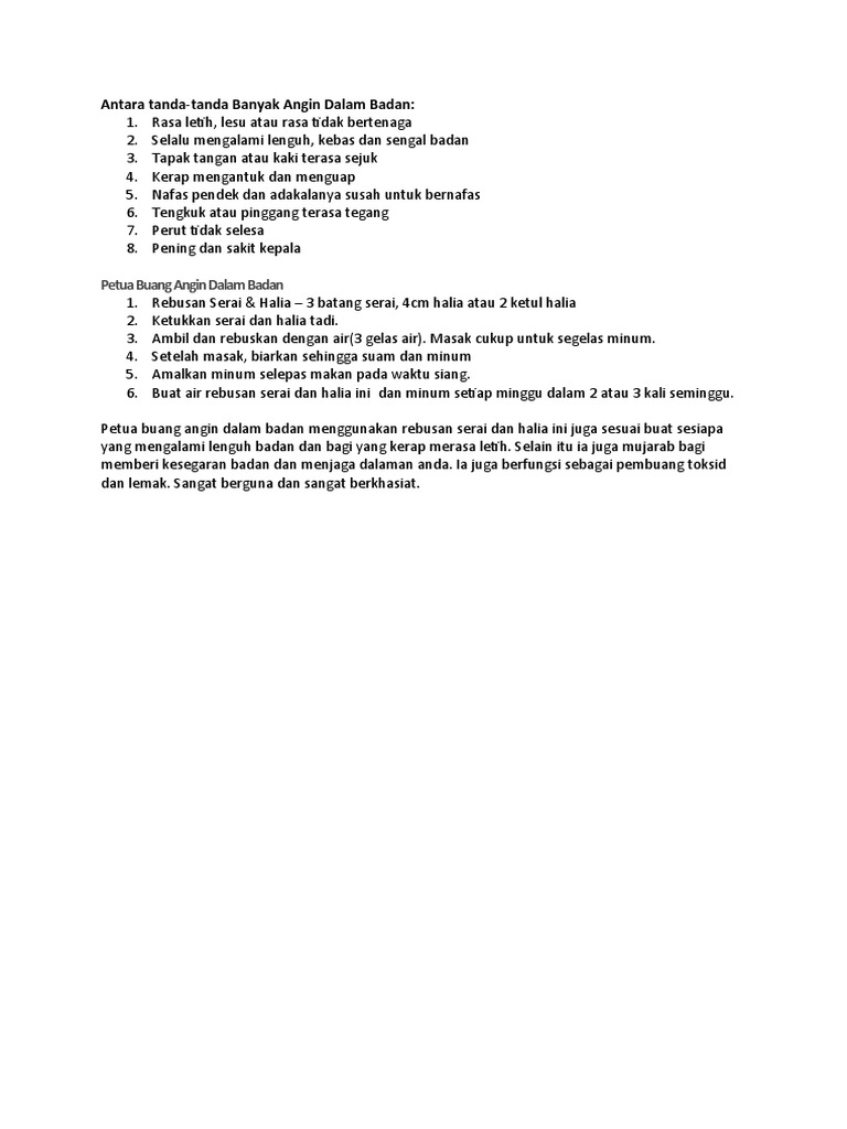 Antara Tanda Angin Dalam Badan Pdf
