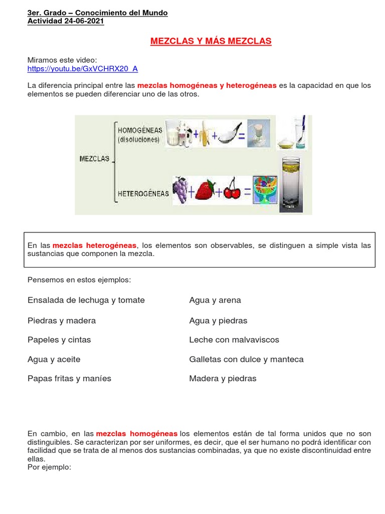 Hoja De Trabajo Con Problemas De Palabras Sobre Mezclas