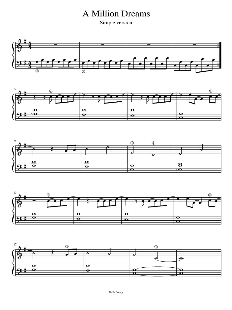 A Million Dreams (Simple Version) | PDF for A Million Dreams Piano Sheet Music Free Printable
