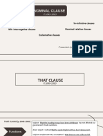 Nominal Clause: That-Clauses Wh-Interrogative Clauses Exclamative Clauses Nominal Relative Clauses To-Infinitive Clauses