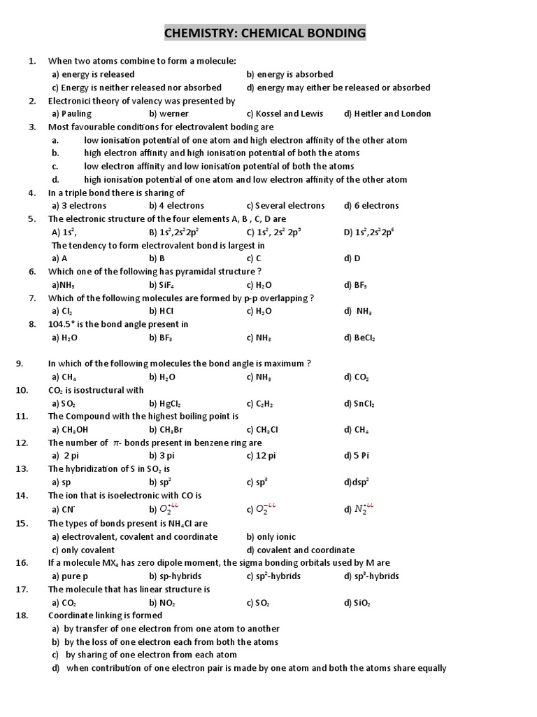 9 Chemistry Chemical Bonding | PDF | Chemical Bond | Covalent Bond