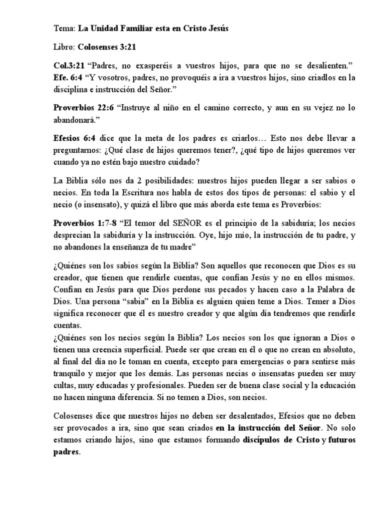 La Unidad Familiar Esta en Cristo Jesus | PDF | Cristo (título) | Fe