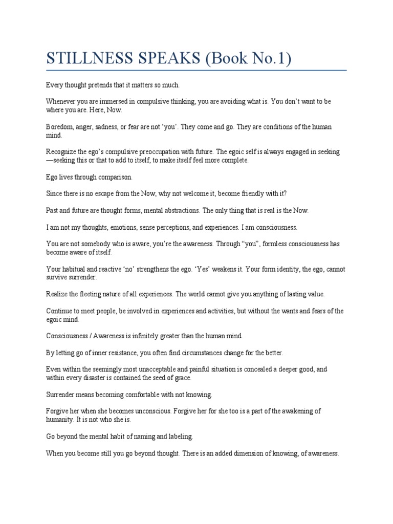 Stillness Speaks | PDF | Thought | Id