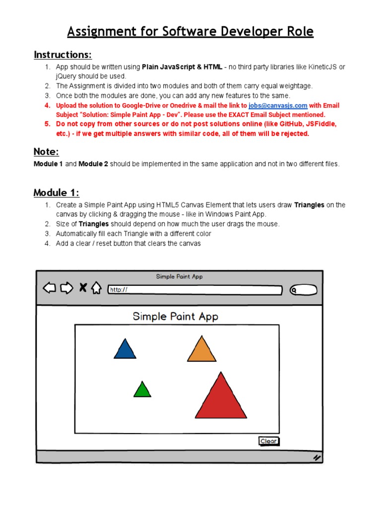 Assignment For Software Developer Role: Instructions | PDF