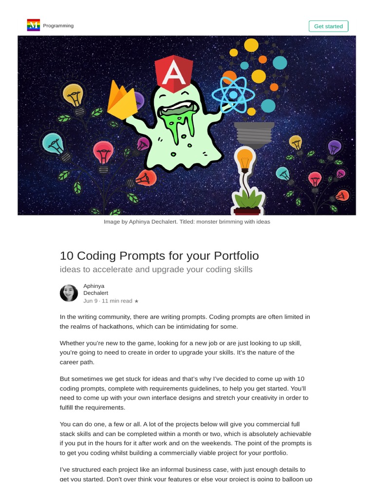 10 Coding Prompts For Your Portfolio | PDF | Databases | Mobile App