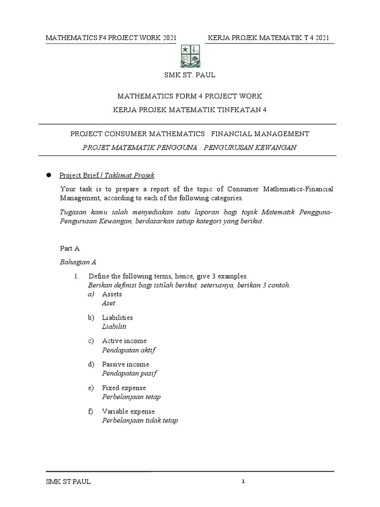 Projek Matematik Bab 10 Tingkatan Pdf