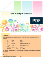 Unit 7 - Simple Sentence