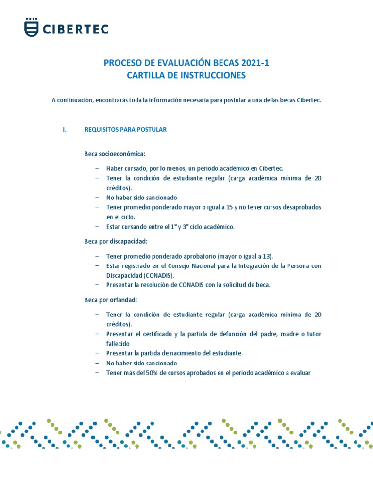 Proceso de Becas Cibertec 2021-1 | PDF | Finanzas y dinero