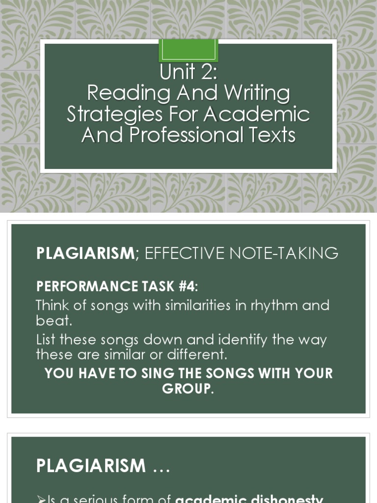 Unit 2: Reading and Writing Strategies For Academic and Professional ...