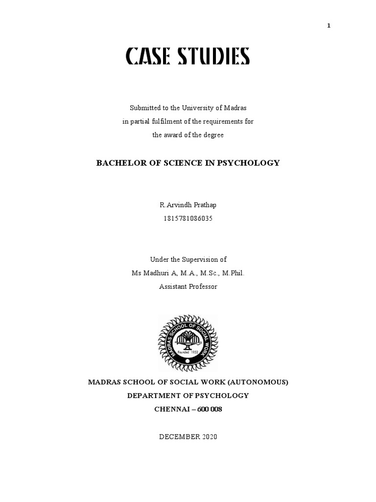Final Year B.SC Psychology Case Study Report | PDF | Obsessive ...