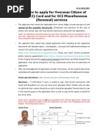 Procedure To Apply For Overseas Citizen of India (OCI) Card and For OCI Miscellaneous (Renewal) Services