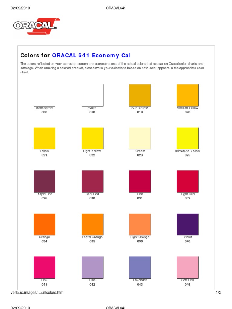 ORACAL 641 Color Chart Overview | PDF | Blue | Green