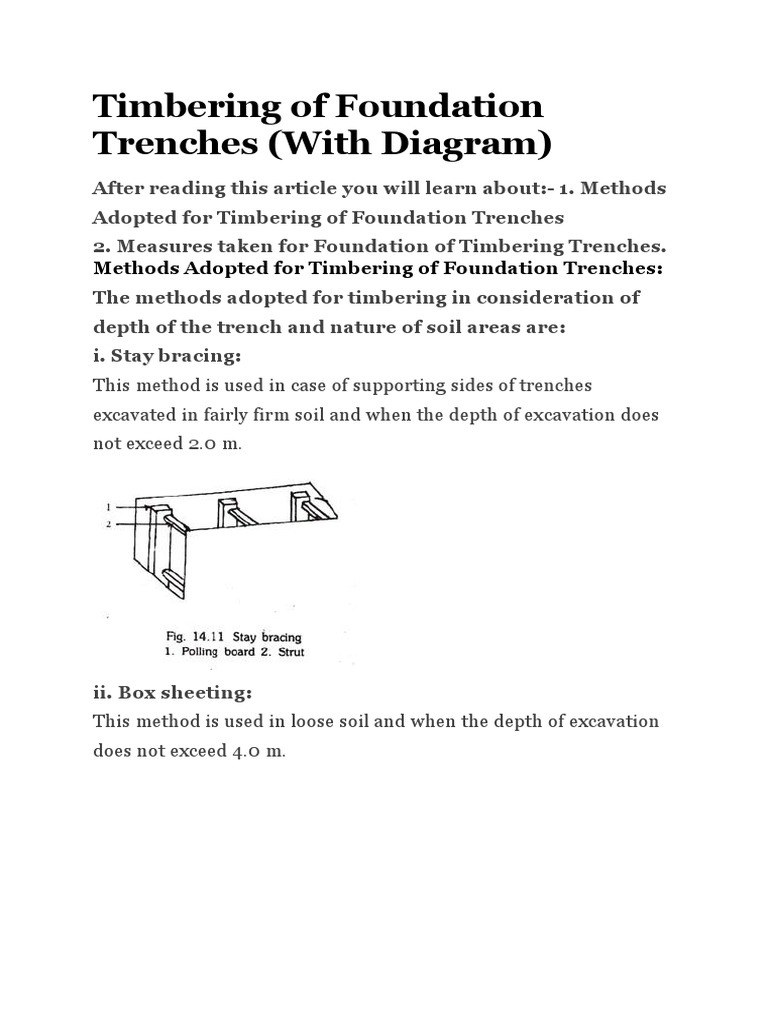 Timbering Methods for Foundation Trenches | PDF | Deep Foundation ...